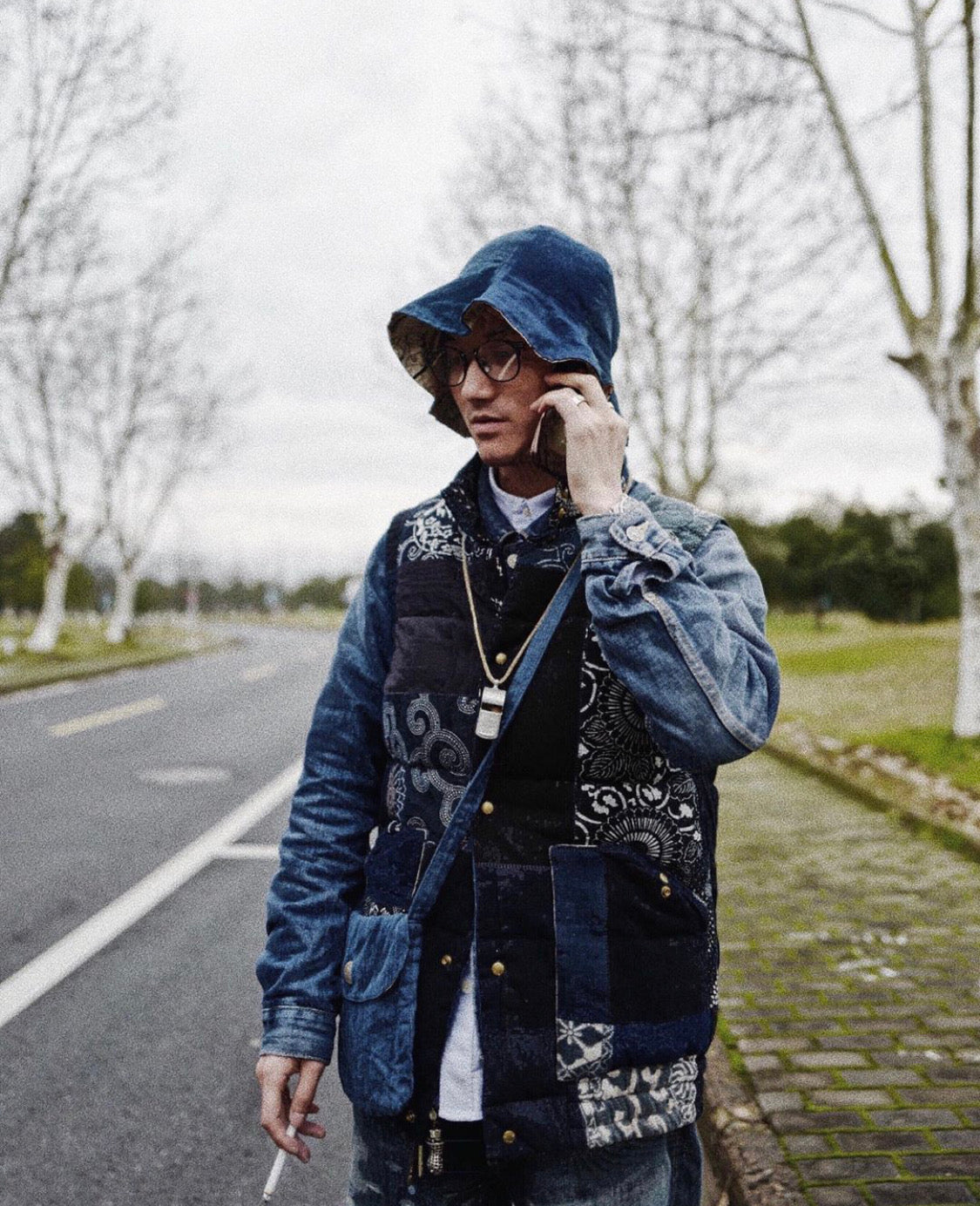 ブルー染め TULIPA HAT KOFU SPOT バケットハット INDIGO PATTERN visvim