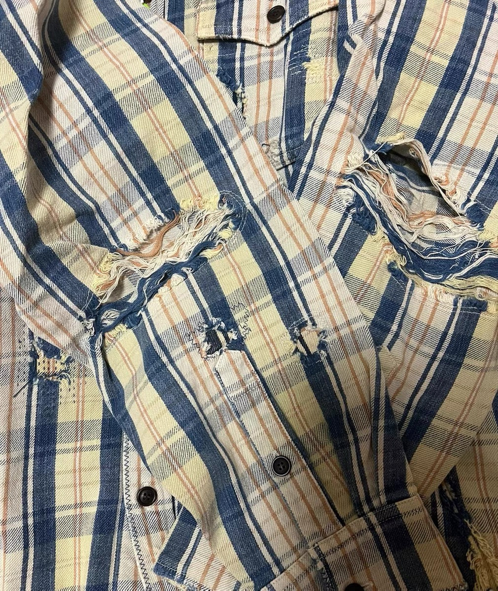 VISVIM FIL 22SS PIONEER CRASH Destruction check shirt Nakamura washed patch shirt