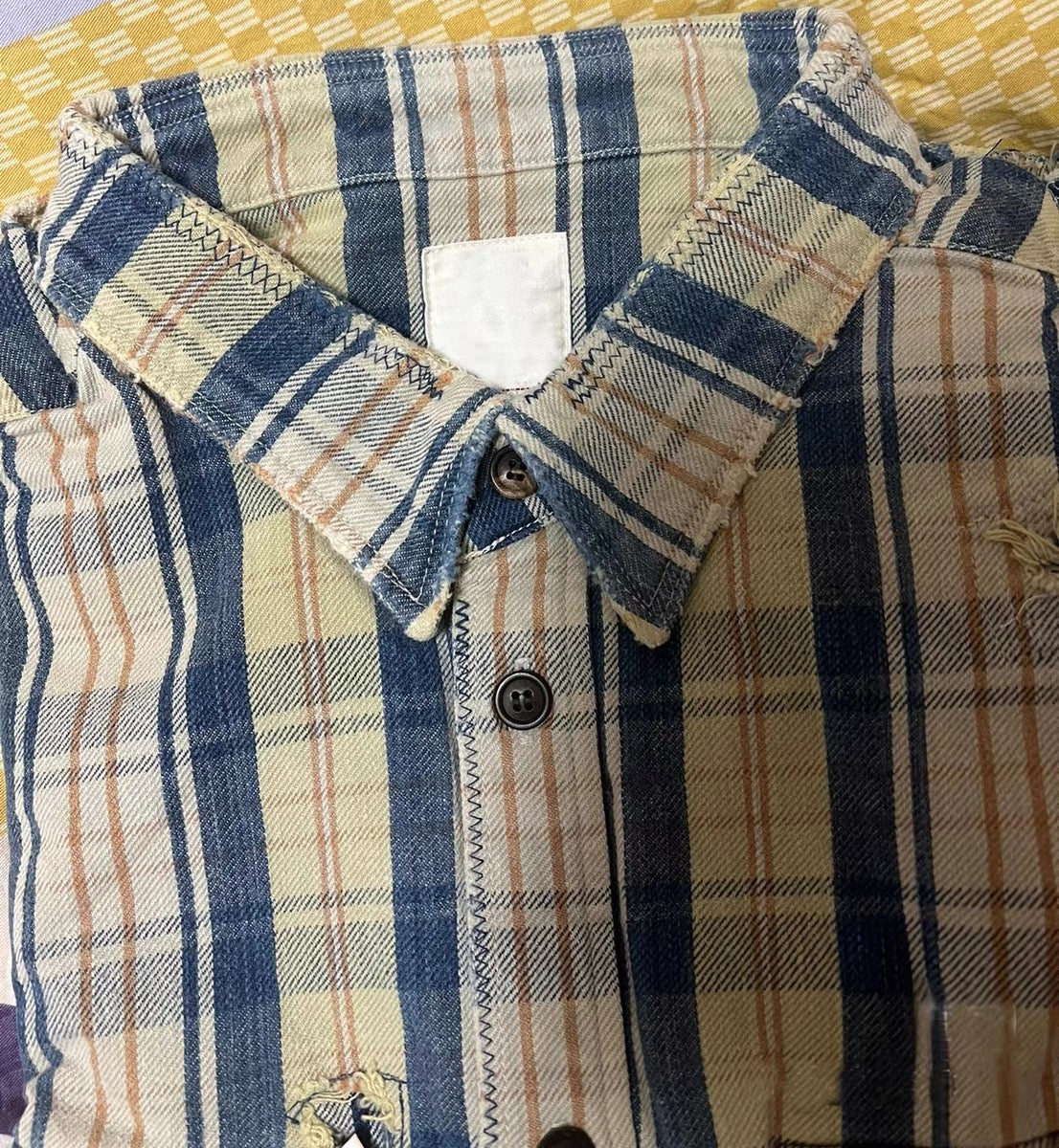 VISVIM FIL 22SS PIONEER CRASH Destruction check shirt Nakamura washed patch shirt