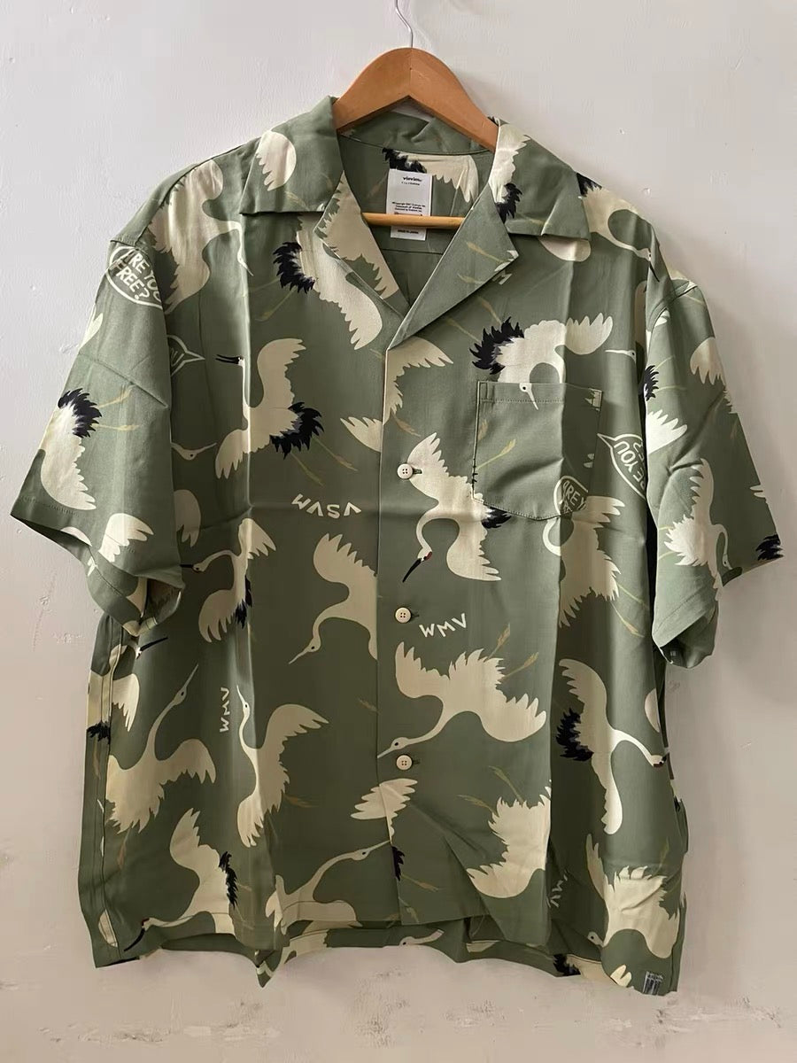 VISVIM KOFU CROSBY S/S HIKAKU|Red-crowned crane short-sleeved shirt men's