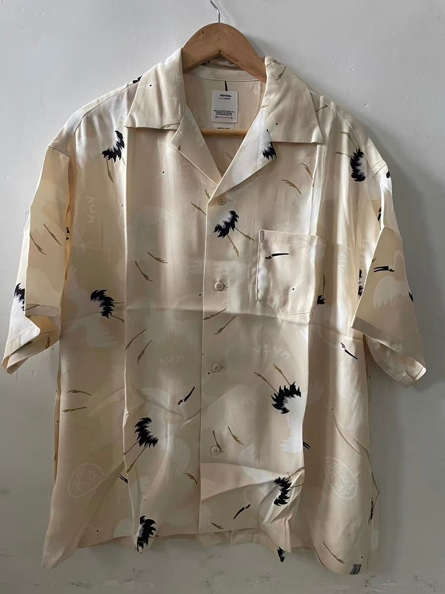 VISVIM KOFU CROSBY S/S HIKAKU|Red-crowned crane short-sleeved shirt men's