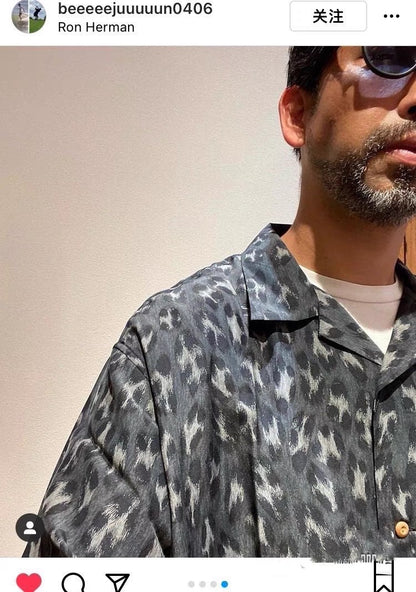 VISVIM Caban Nakamura casual Hawaiian leopard print short-sleeved cardigan shirt