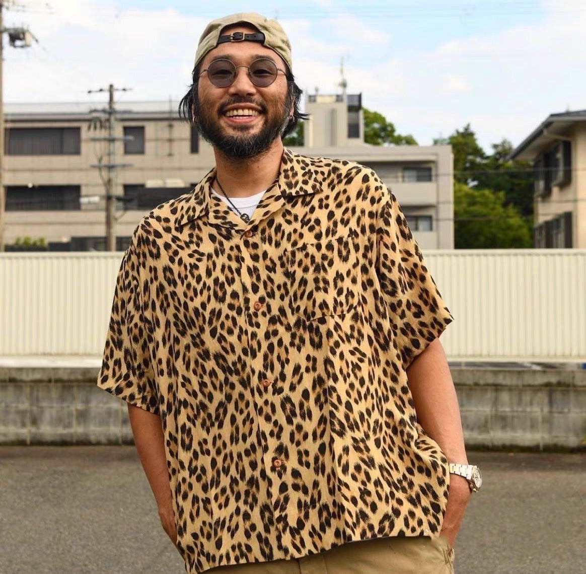VISVIM Caban Nakamura casual Hawaiian leopard print short-sleeved cardigan shirt