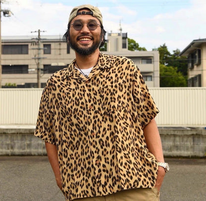 VISVIM Caban Nakamura casual Hawaiian leopard print short-sleeved cardigan shirt