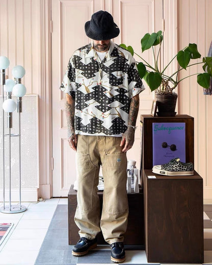 VISVIM CROSBY Japanese trend Nakamura hand-dyed Hawaiian flower blooming short-sleeved shirt