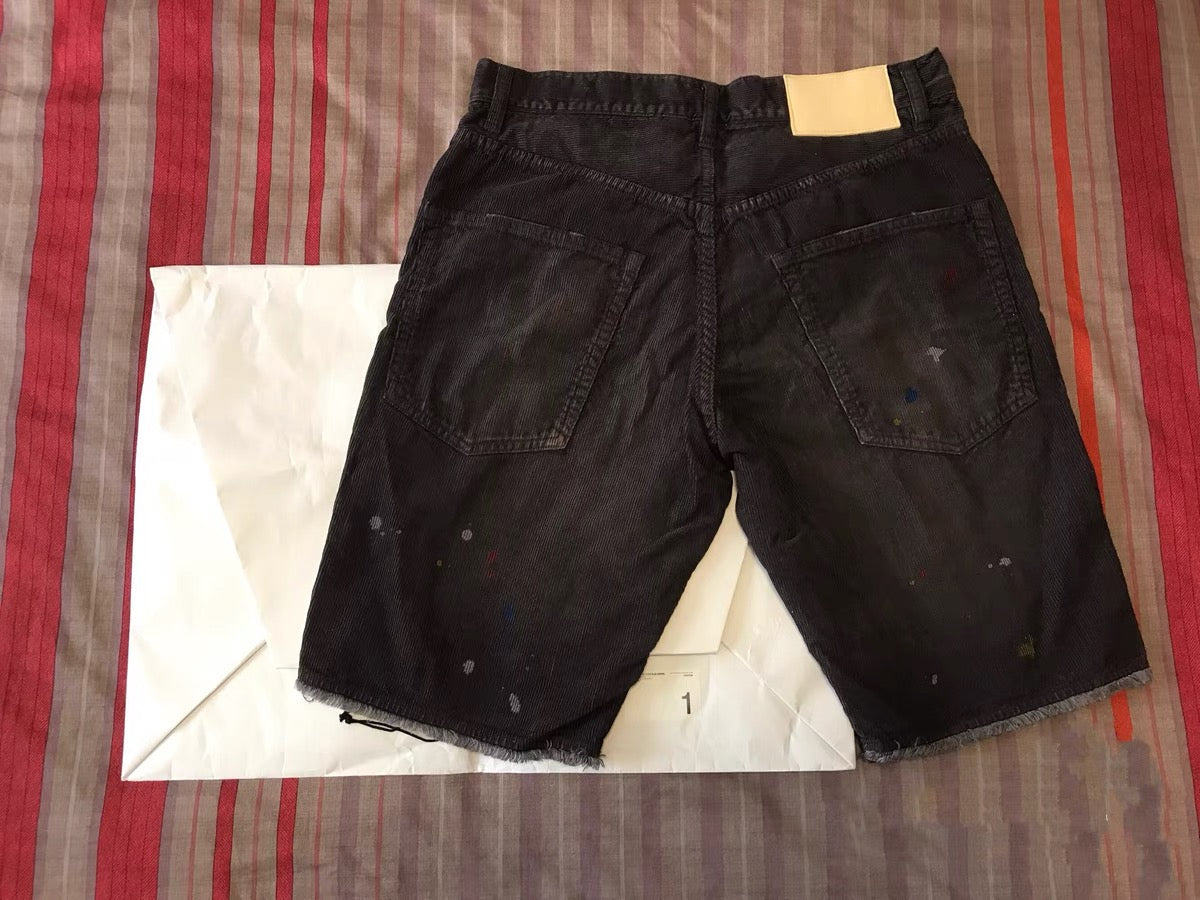 VISVIM FLUXUS03 Nakamura casual loose ink-splashed corduroy work shorts