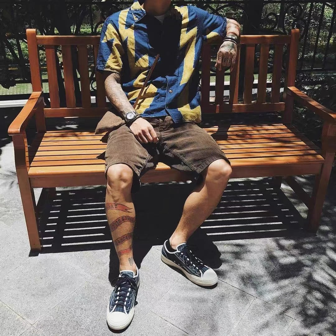 VISVIM FLUXUS03 Nakamura casual loose ink-splashed corduroy work shorts