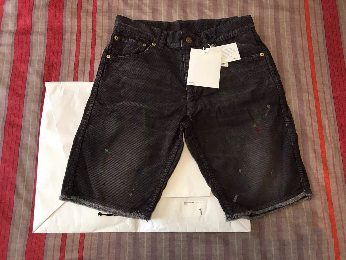 VISVIM FLUXUS03 Nakamura casual loose ink-splashed corduroy work shorts