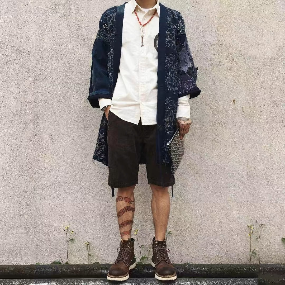 VISVIM FLUXUS03 Nakamura casual loose ink-splashed corduroy work shorts