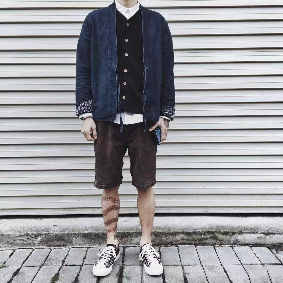 VISVIM FLUXUS03 Nakamura casual loose ink-splashed corduroy work shorts