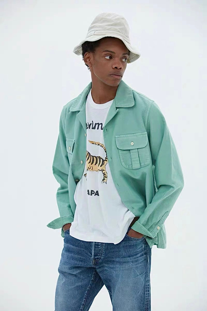 VISVIM TORA Nakamura holiday long cotton old tiger stamp flower short sleeve