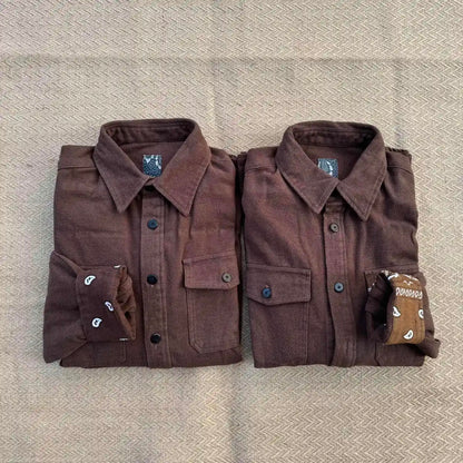 VISVIM KOFU ICT ELK SHIRT BANDANA Paisley-Hemd mit umgeschlagenen Ärmeln