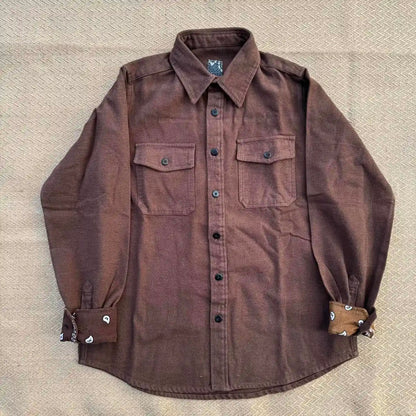 VISVIM KOFU ICT ELK SHIRT BANDANA Paisley-Hemd mit umgeschlagenen Ärmeln