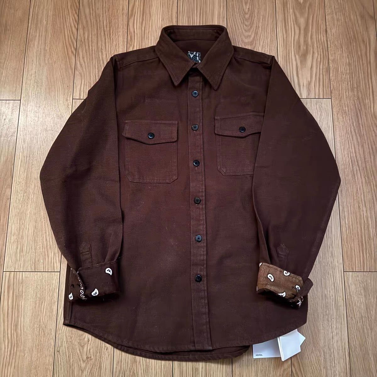 VISVIM KOFU ICT ELK SHIRT BANDANA Paisley-Hemd mit umgeschlagenen Ärmeln