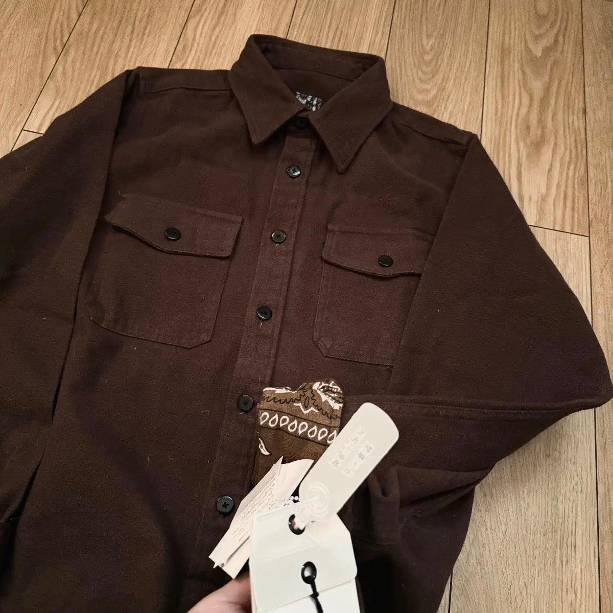 VISVIM KOFU ICT ELK SHIRT BANDANA Paisley-Hemd mit umgeschlagenen Ärmeln