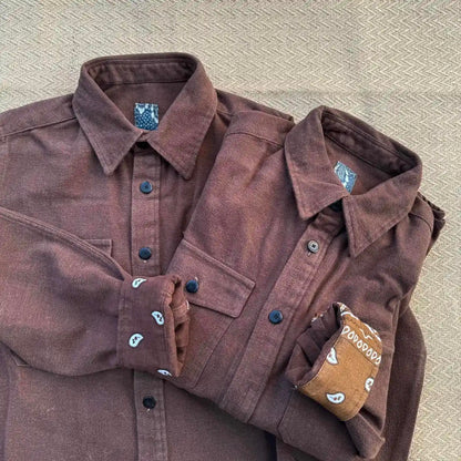 VISVIM KOFU ICT ELK SHIRT BANDANA Paisley-Hemd mit umgeschlagenen Ärmeln