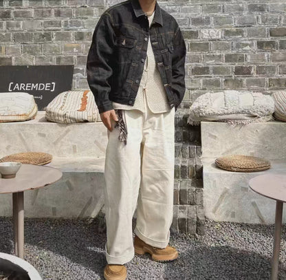 VISVIM KOFU 101XX JKT RAWMUD lockere Jeansjacke mit roten Ohren und Rohschlammfärbung 