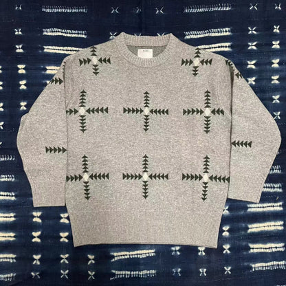 VISVIM KOFU VINTAGE JACQUARD KNIT WOOL CROSS SWEATER