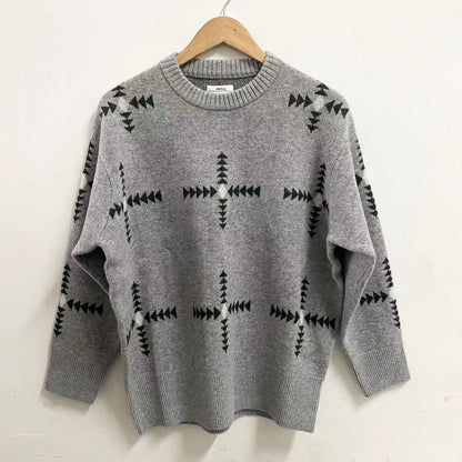 VISVIM KOFU VINTAGE JACQUARD KNIT WOOL CROSS SWEATER