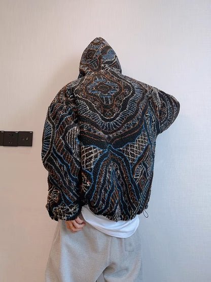 Warmes Plus Fleece-Imitat aus Lammwolle im Ethno-Stil 