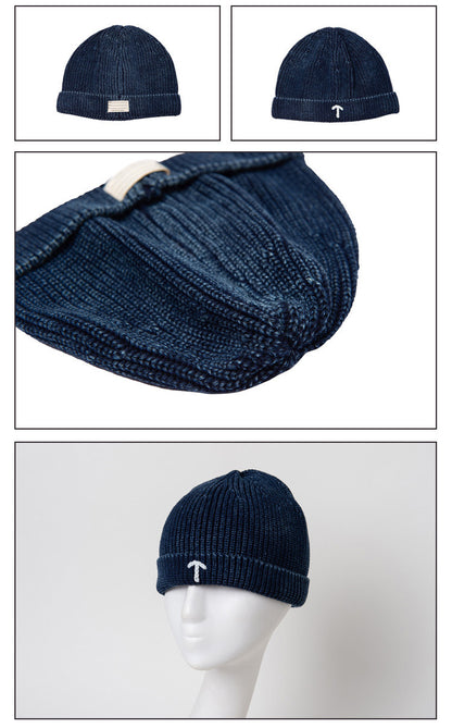 INDIGO ジェネレーション 2 ニット アロー ネイビー コールド キャップ ブルー ダイ ハンドウォッシュ