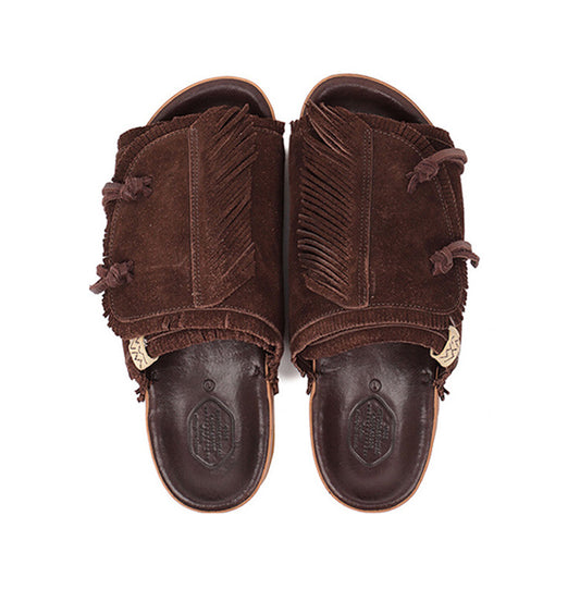 Visvim CHRISTO tasseled cowhide heightened breathable suede slippers