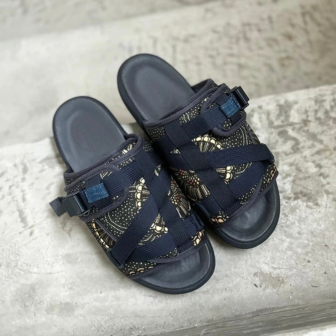 Visvim CHRISTO Brot Cashew Blume Rindsleder antike Stoff Hausschuhe 