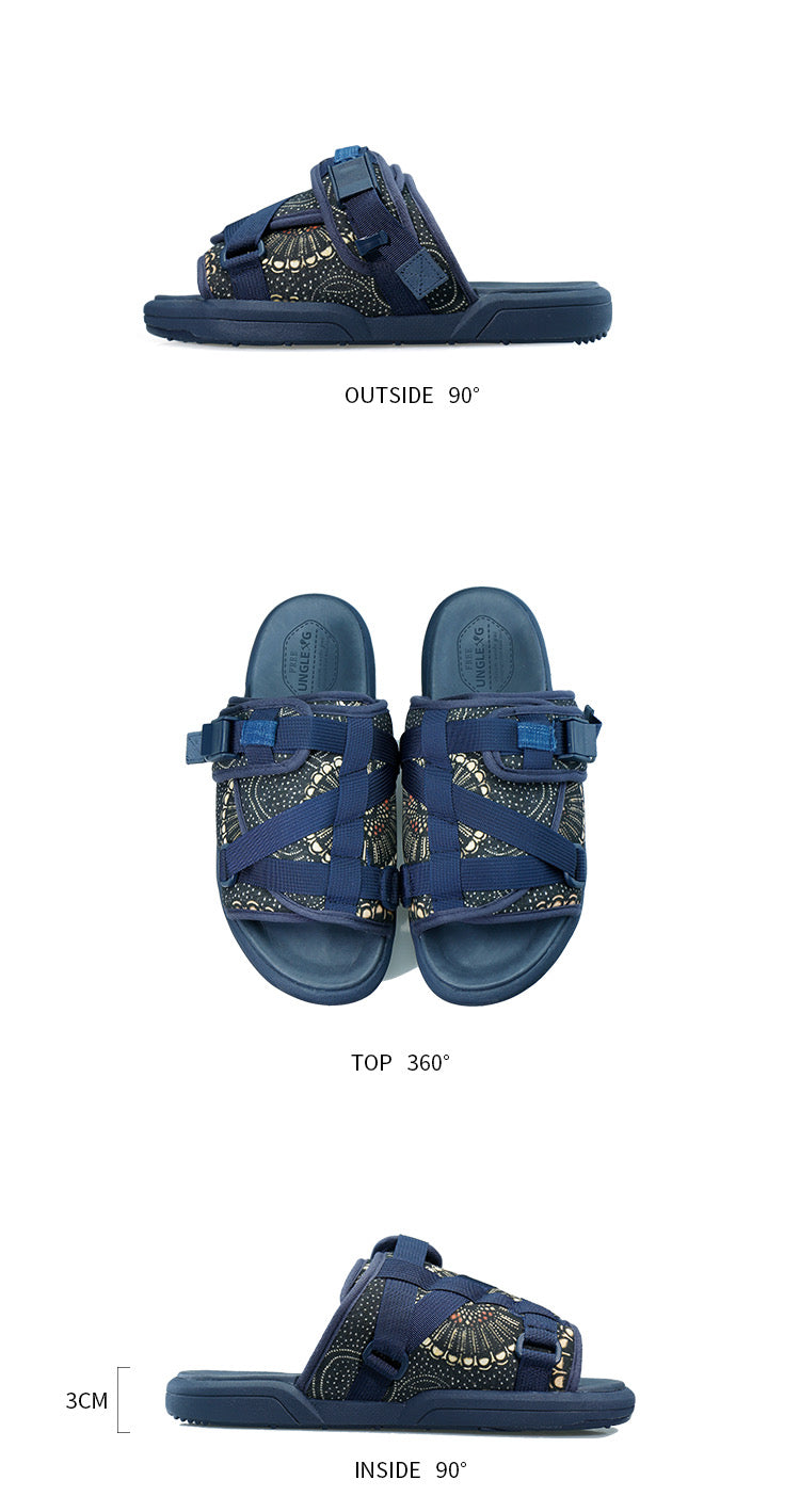 Visvim CHRISTO Brot Cashew Blume Rindsleder antike Stoff Hausschuhe 