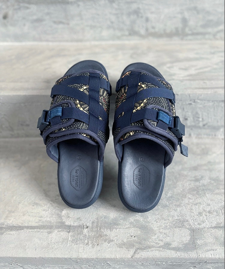 Visvim CHRISTO Brot Cashew Blume Rindsleder antike Stoff Hausschuhe 