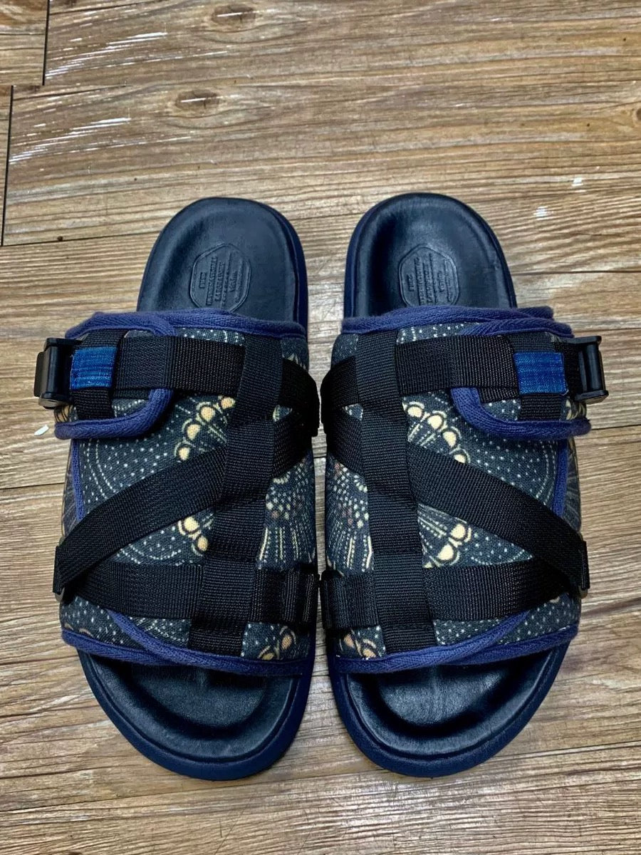 Visvim CHRISTO Brot Cashew Blume Rindsleder antike Stoff Hausschuhe 
