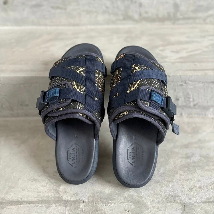Visvim CHRISTO Brot Cashew Blume Rindsleder antike Stoff Hausschuhe 