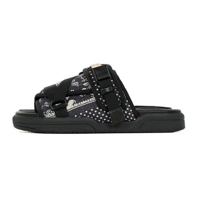 Visvim CHRISTO Brot Cashew Blume Rindsleder antike Stoff Hausschuhe 