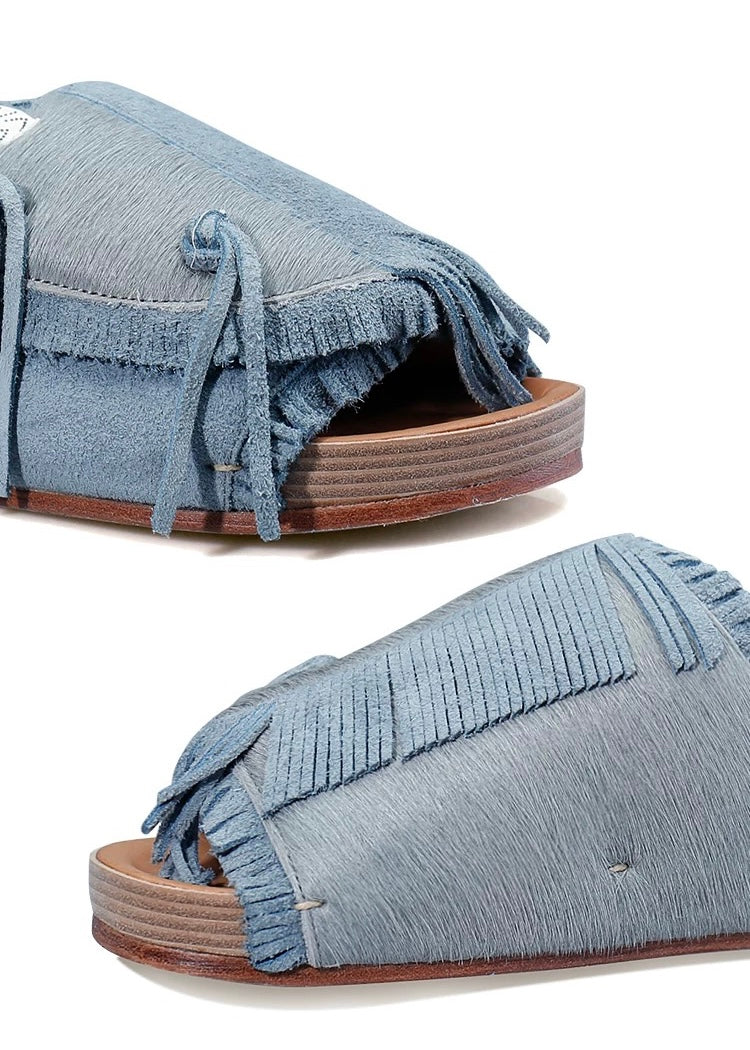 Visvim Dicke Sohle Pony Haar Patchwork Quaste Wildleder Paar Schuhe