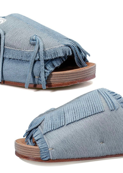 Visvim Dicke Sohle Pony Haar Patchwork Quaste Wildleder Paar Schuhe