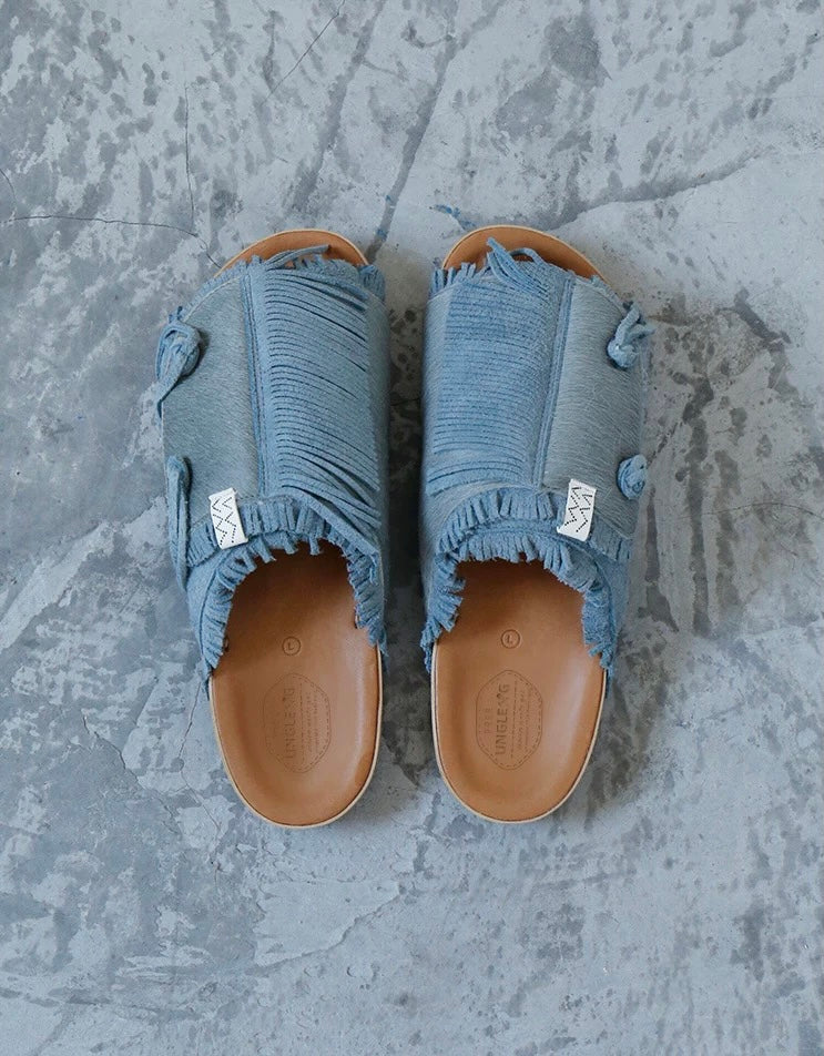 Visvim Dicke Sohle Pony Haar Patchwork Quaste Wildleder Paar Schuhe