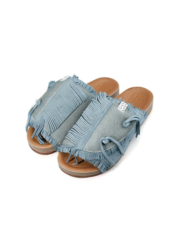 Visvim Dicke Sohle Pony Haar Patchwork Quaste Wildleder Paar Schuhe
