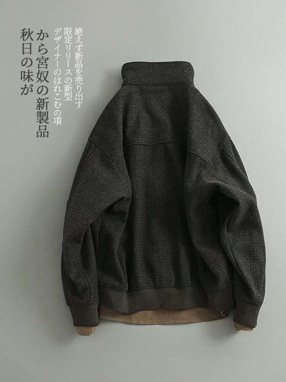 Autumn Japanese retro fashion brand letter label woolen lapel jacket