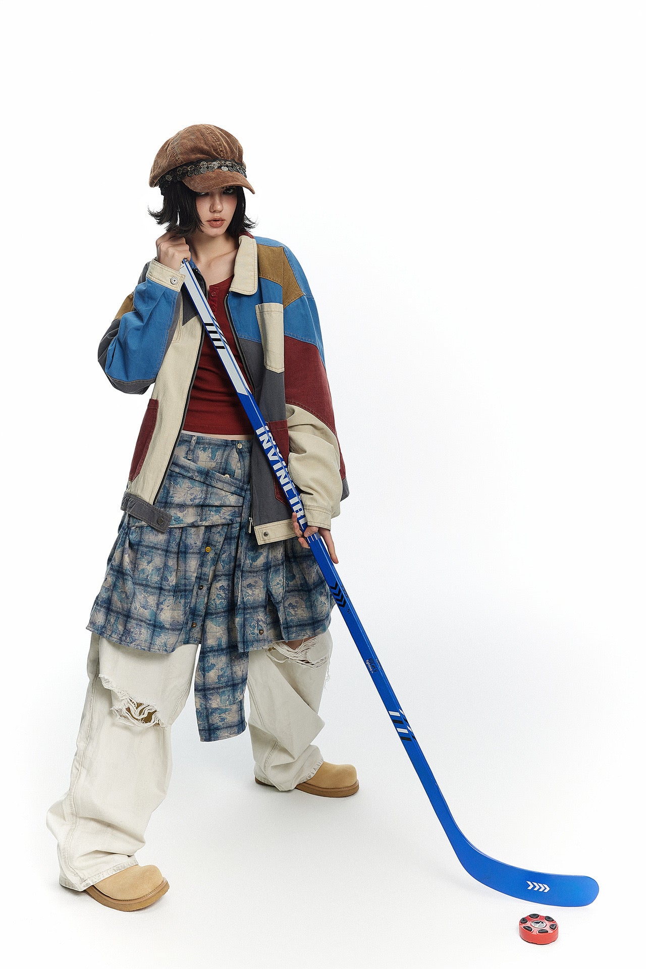 Autumn Colorblocking Lapel Workwear Jacket Casual Unisex Style Coat