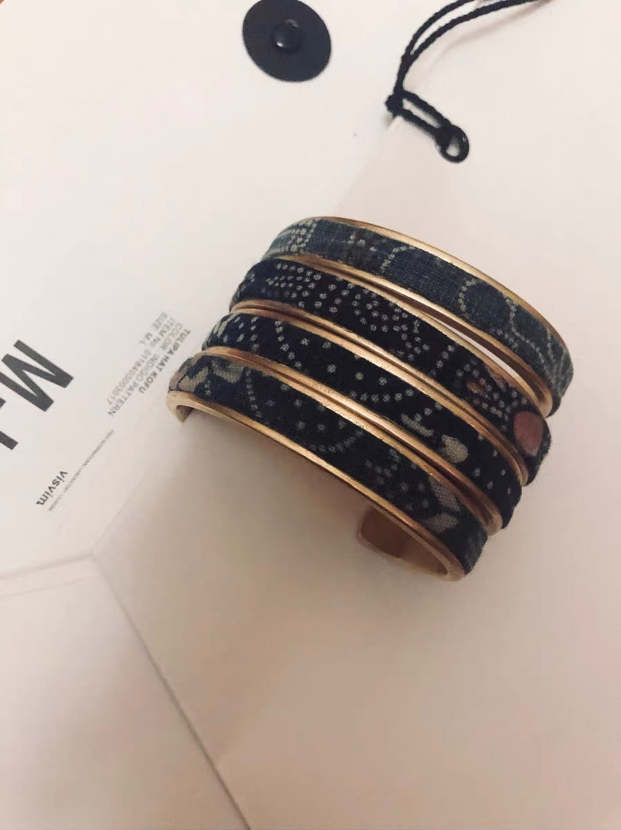 VISVIM KOFU goros indigo-dyed cloth brass vintage bracelet braided bracelet