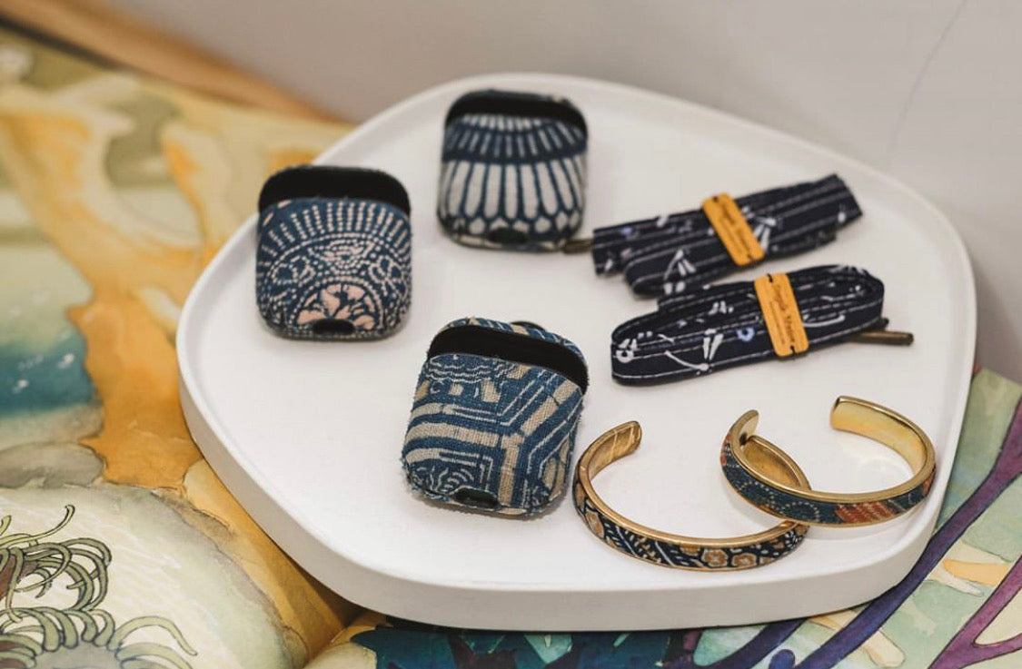 VISVIM KOFU goros indigo-dyed cloth brass vintage bracelet braided bracelet