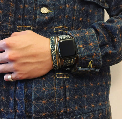 VISVIM KOFU goros indigo-dyed cloth brass vintage bracelet braided bracelet