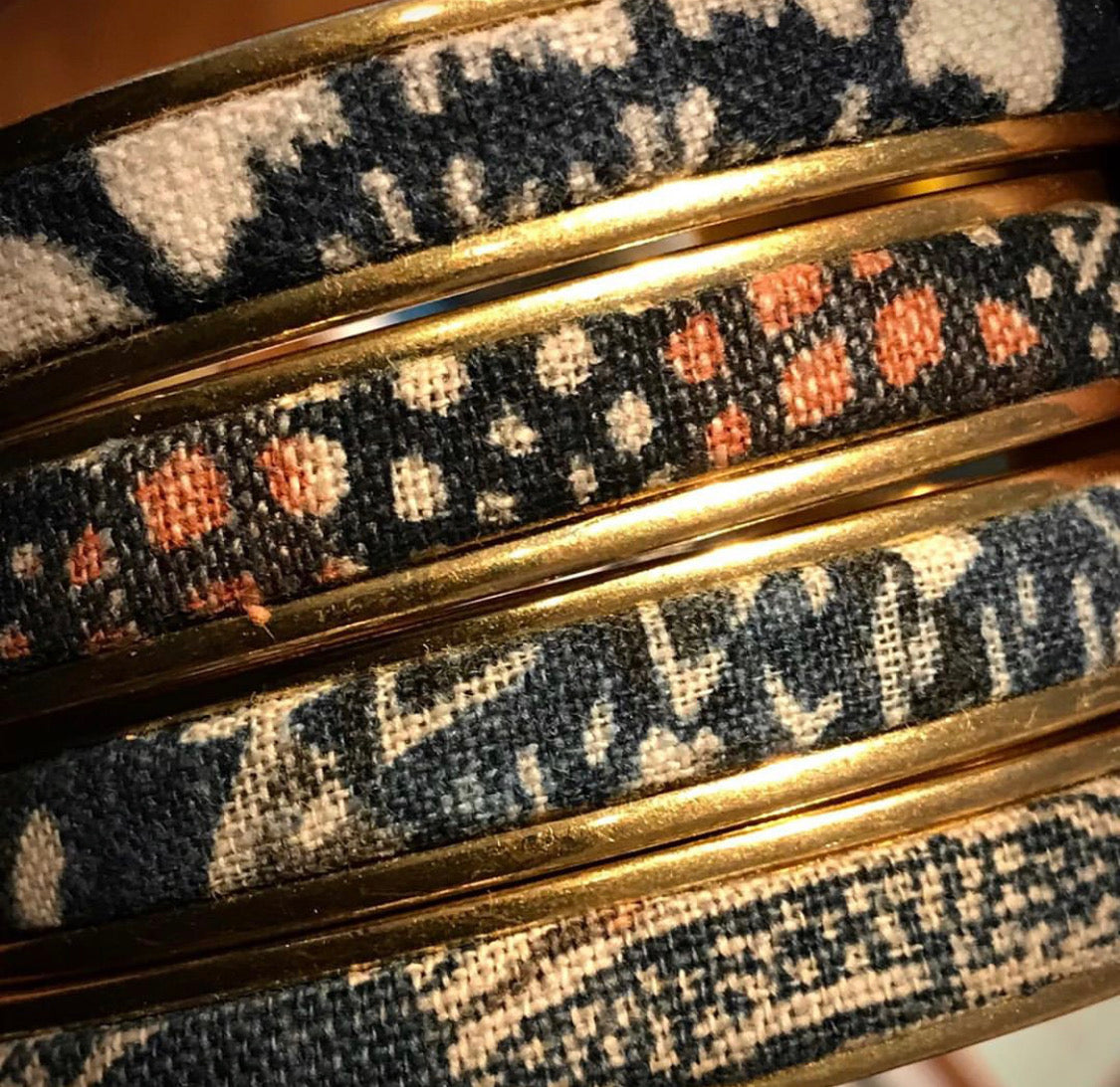 VISVIM KOFU goros indigo-dyed cloth brass vintage bracelet braided bracelet