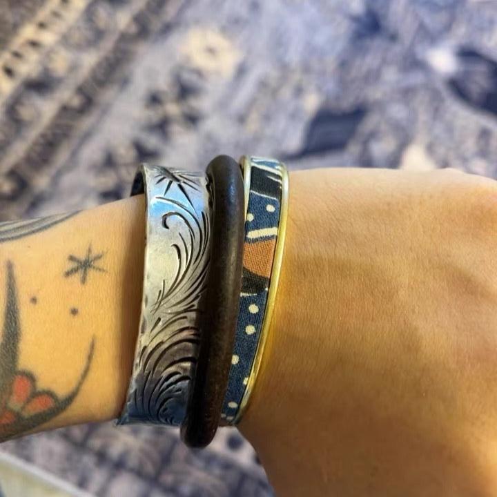 VISVIM KOFU goros indigo-dyed cloth brass vintage bracelet braided bracelet