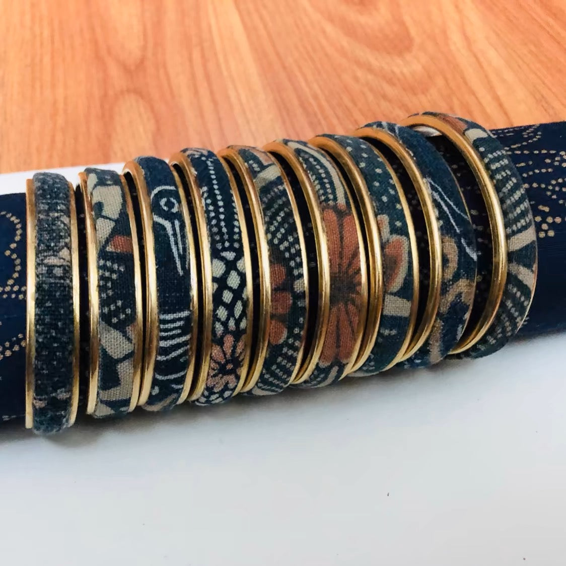 VISVIM KOFU goros indigo-dyed cloth brass vintage bracelet braided bracelet