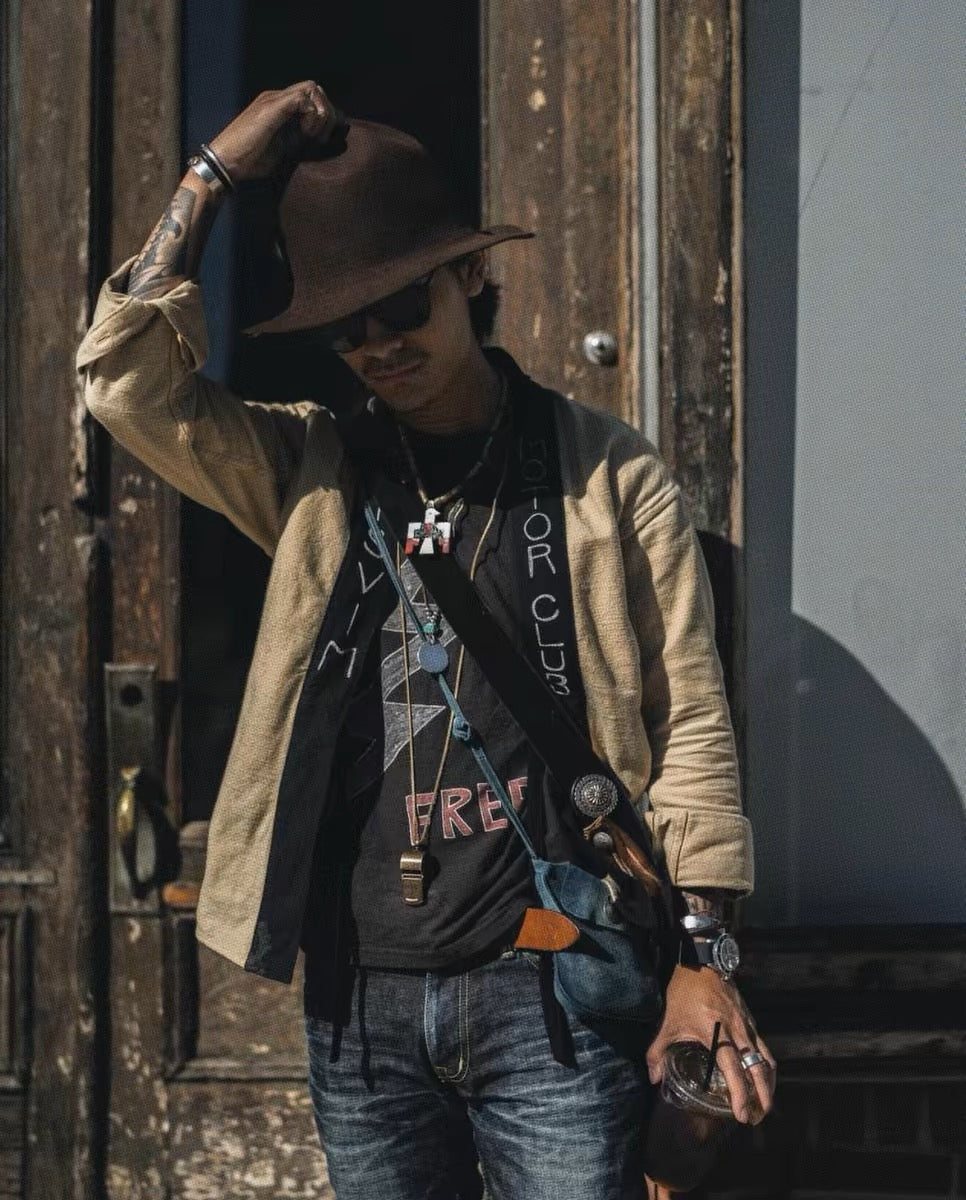 VISVIM KOFU 17SS LHAMO SHIRT MOTOR CLUB hand-painted cardigan robe