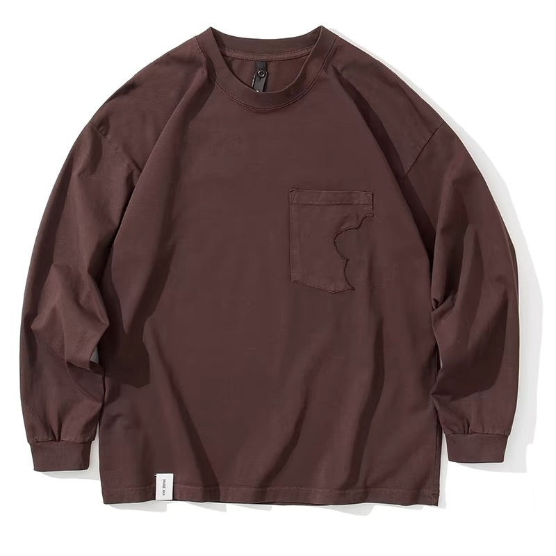 Batik washed 280g heavyweight long sleeve round neck cotton sweatshirt