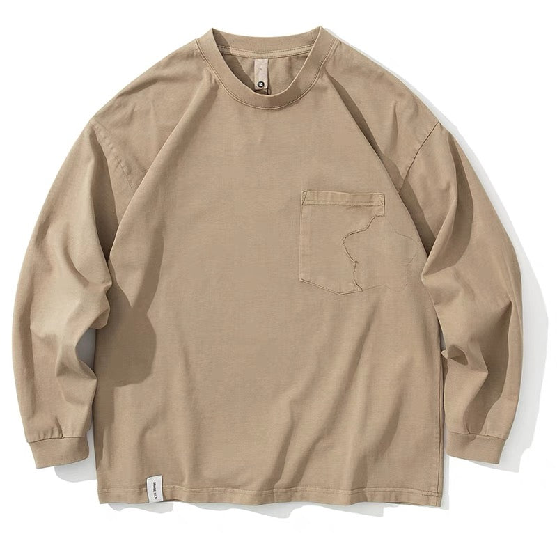Batik washed 280g heavyweight long sleeve round neck cotton sweatshirt