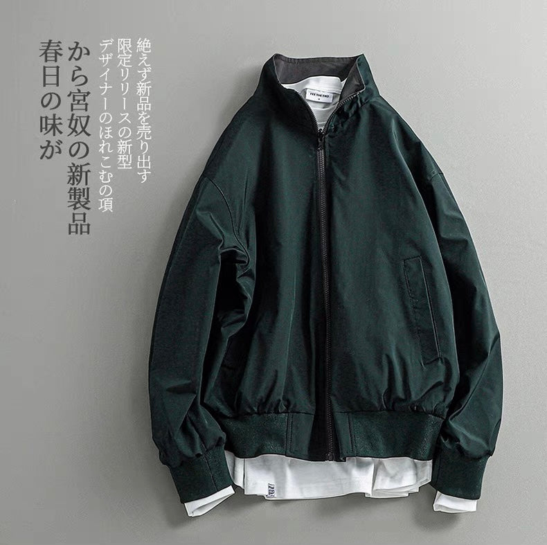 新着｜レトロカジュアルルーズ両面スタンドカラージャケット