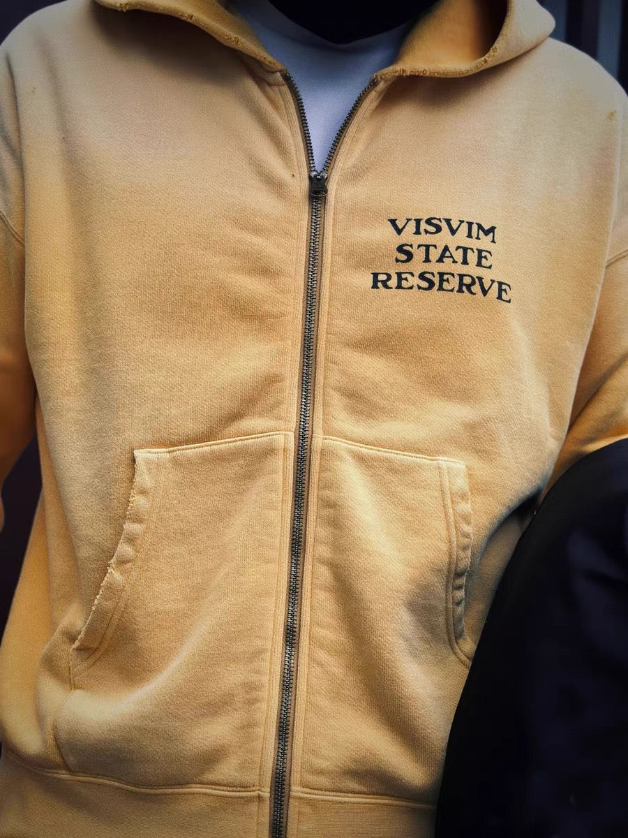 VISVIM FIL 24AW JUMBO HOODIE cotton washed distressed zipper sweatshirt