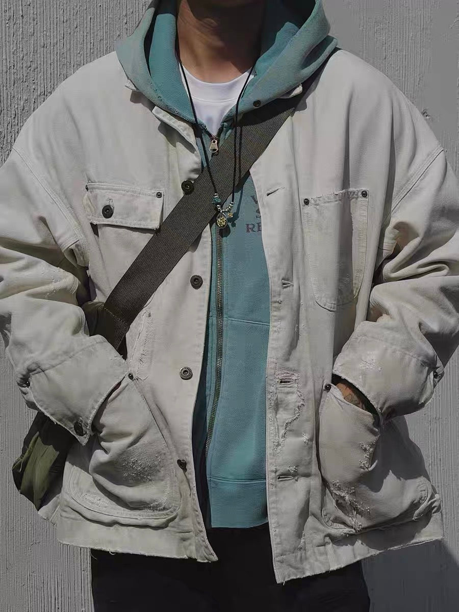 VISVIM FIL 24AW JUMBO HOODIE cotton washed distressed zipper sweatshirt